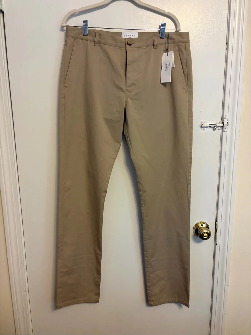Sandro Slim Fit Cotton Chinos in Beige Clair